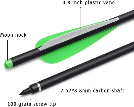 Crossbow Bolts 20 Inch Carbon with Hunting Broadheads 6 Pack, Crossbow Arrows for Hunting Outdoor Target Practice