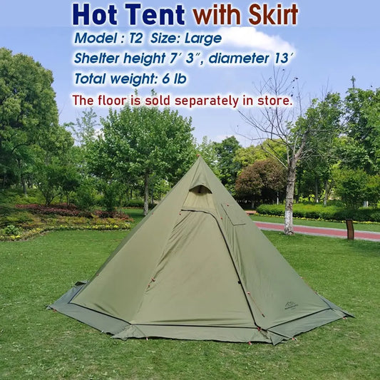 Lightweight 5lb Tipi Hot Tent with Stove Jack, 7'3" Standing Room for Camping and Hiking