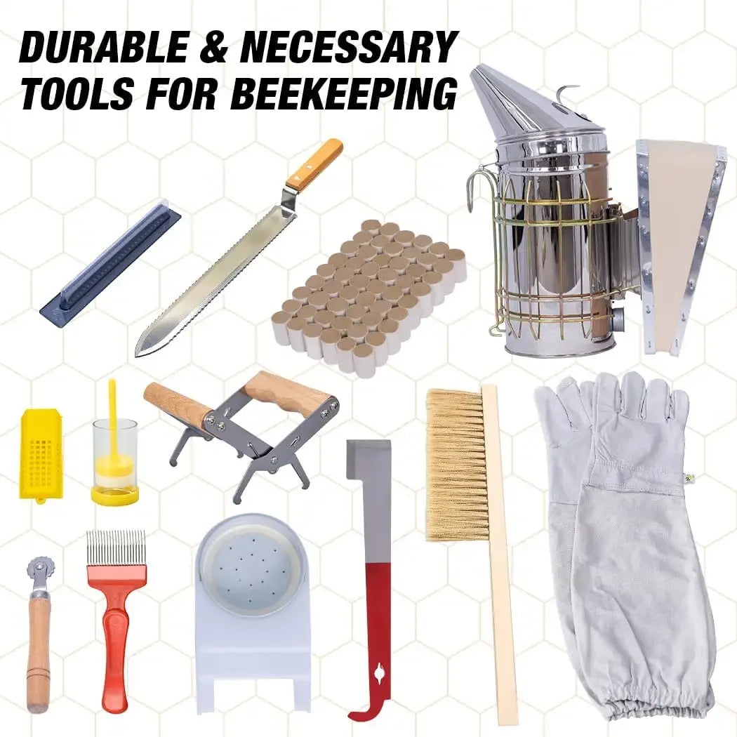 MayBee 10-Frame Beehive Starter Kit, Bee Hive Kit Dipped in 100% Beeswax, Bee Hives Boxes Starter Kit Includes Beekeeping Suppli