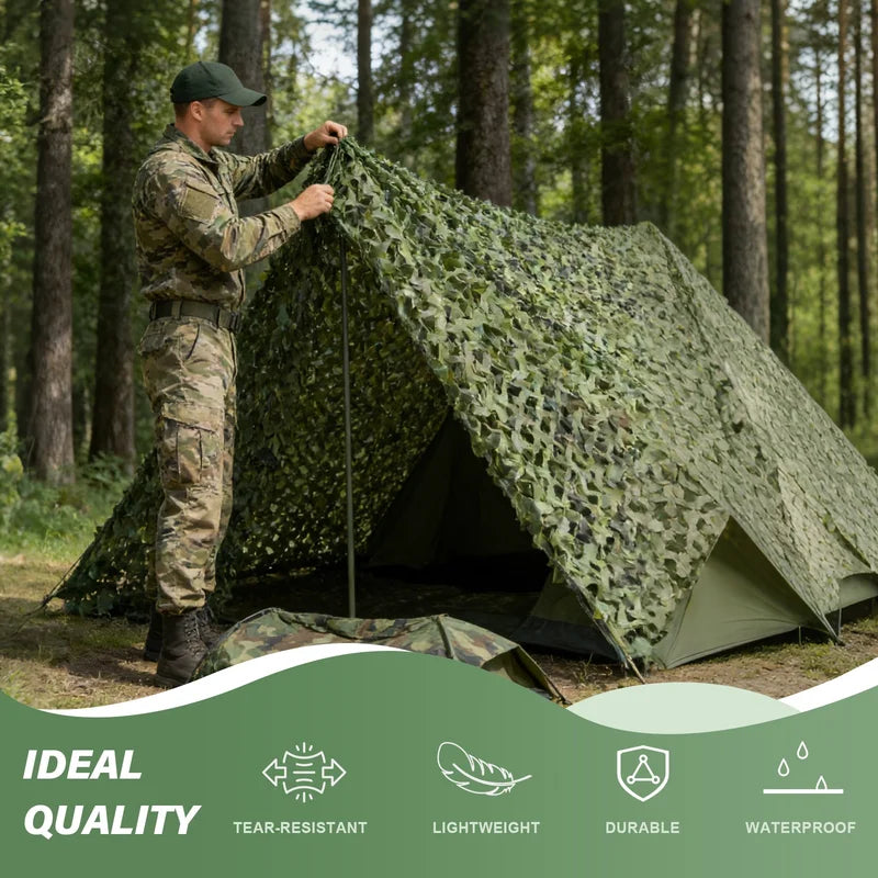 Woodland Camo Netting Military Camouflage Cover for Hunting, Camping, Hideout