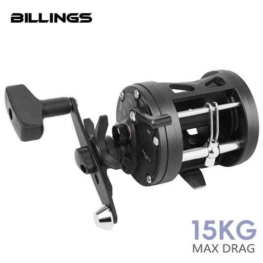 BILLINGS Trolling Drum Fishing Reels 33LB Max Drag 3.8:1 Gear Ratio High Toughness Body Freshwater & Saltwater Universal Bait Caster Fishing Reel