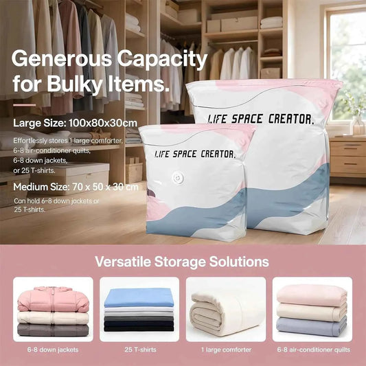 1/2/4PCS Vacuum Compression Bags No Pump Needed Moistureproof Durable Large Capacity 3D Upright Storage Bag for Clothes Bedding