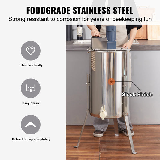 SucceBuy Honey Extractor 2 3 4 Frame Manual Electric Stainless Steel Honeycomb Spinner Crank Honey Centrifuge Beekeeping Equipment