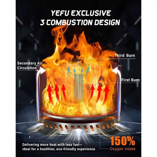 Portable Outdoor Fire Pit with Removable Ash Pan - 15 Inch Stainless Steel, Ideal for Patio, Camping, Backyard