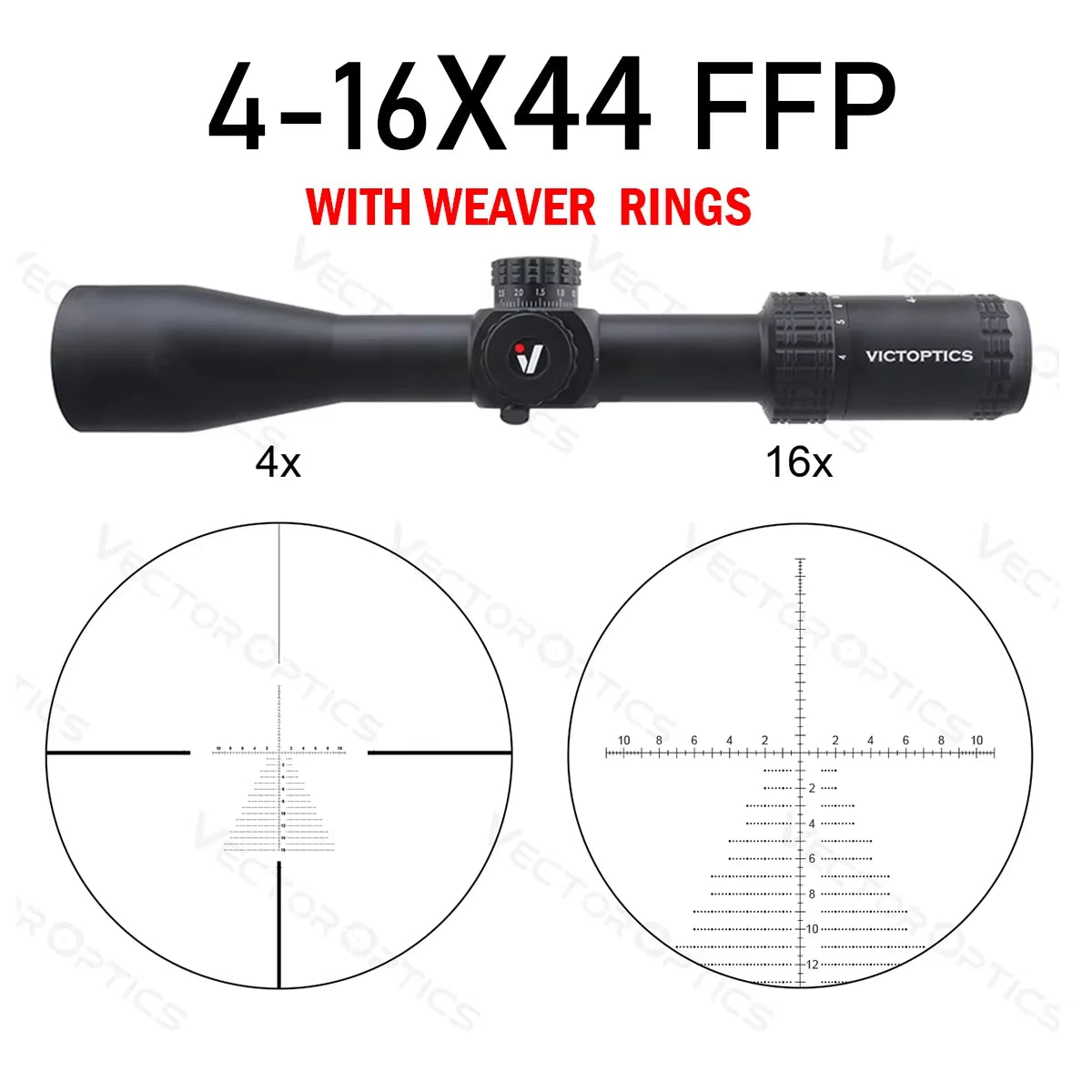 Victoptics S4 4-16x44 FFP&SFP Riflescope FMC 1/10 MIL Turret Lock,With Power Ring Lever,Sunshade,Big Side Wheel
