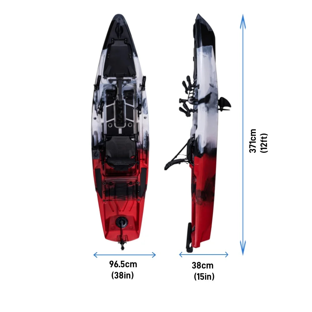 LSF 3.71 Durable Pedal Kayak for Fishing in Lake/Ocean/Rivers Plastic HDPE Material
