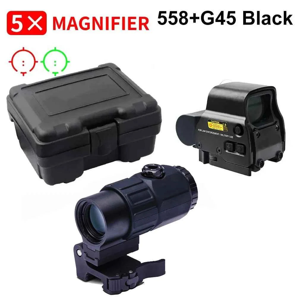 558+G43 Holographic Collimator Sight 558+G33/G45 Red Dot Optic Sight Tactical Hunting Gear W/20mm Rail Mounts&Quick Detach Lever