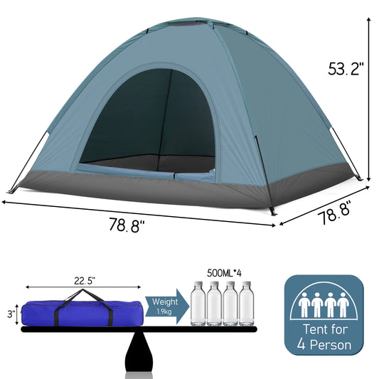 3-4 Person Camping Dome Tent, Spacious, Windproof & Rainproof for Outdoor Travel