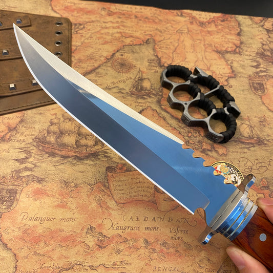 A survival knife suitable for daily carry, applicable to outdoor camping, combat and hunting.