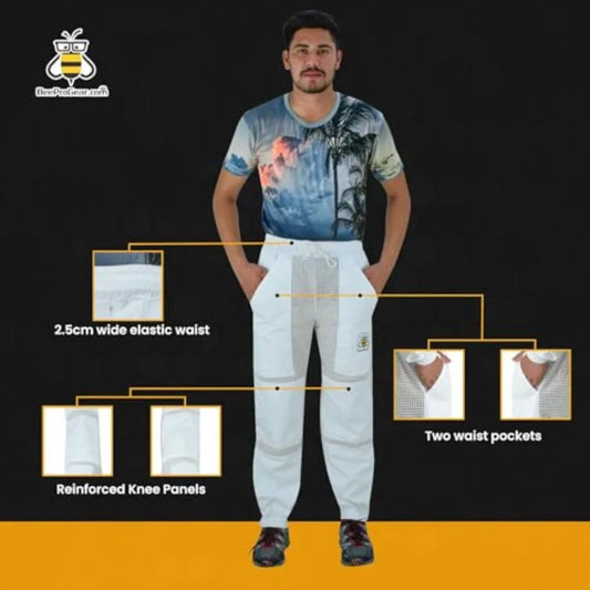 BeeProGear Sting-Proof Beekeeping Pants for Men and Women, Ventilated 3-Layer Mesh Pants with Tool Pockets and Carry Bag