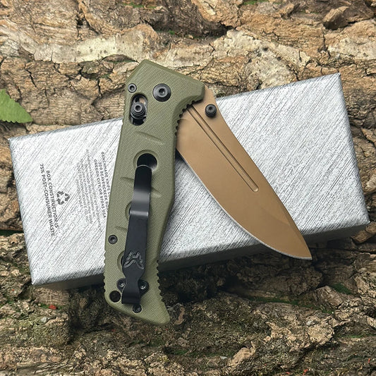 BM273 Tactical Folding Knife, G10 Handle with CMP High-Hardness Blade, Outdoor Camping Survival EDC Tool, for Fishing, Hiking,