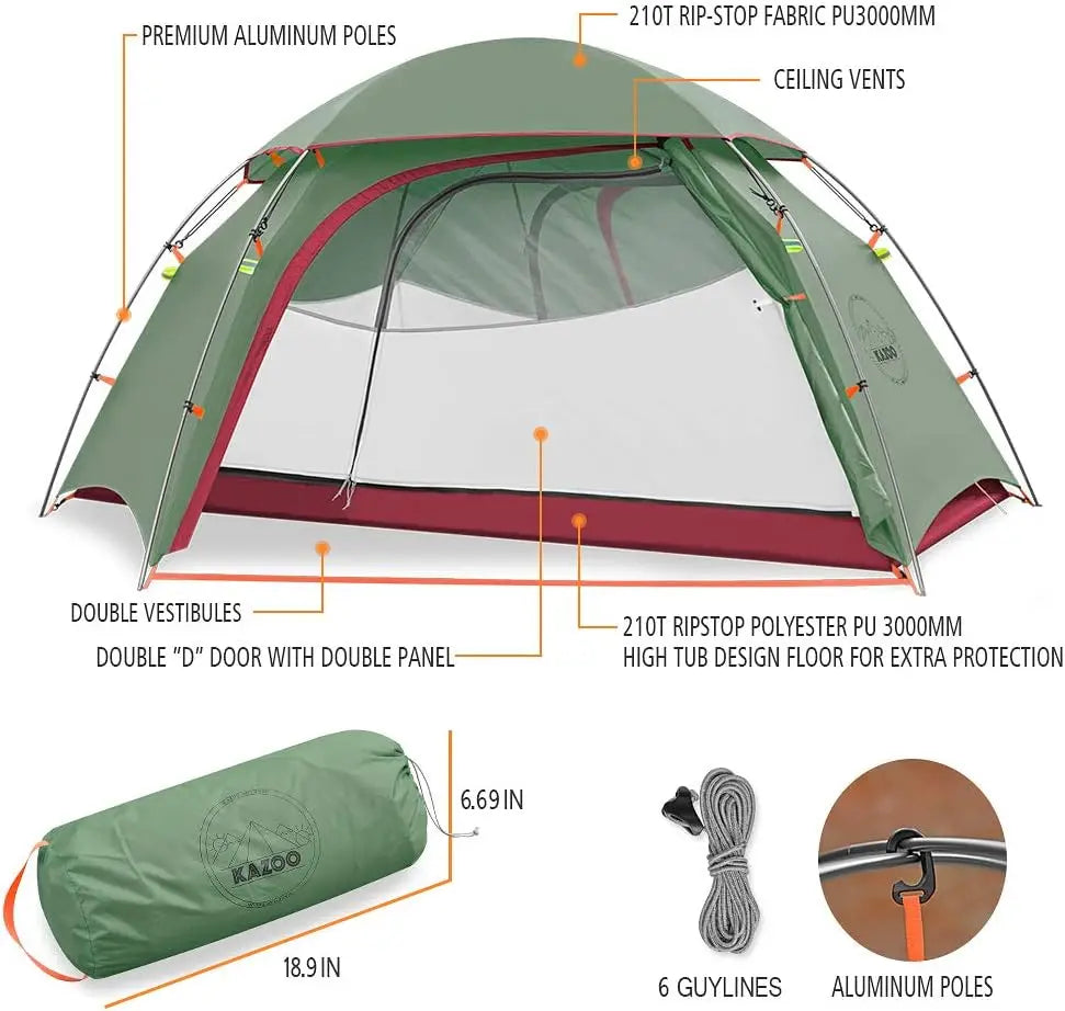Waterproof Ultralight 1-2 Person Camping Tent with Aluminum Frame Double Layer for Hiking Backpacking