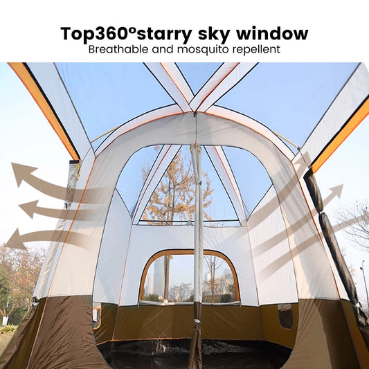 Upgraded 4 Season Camping Tent 3-12 Person Waterproof Windproof Double Layer 2 Room Family Outdoor Backpacking Equipment