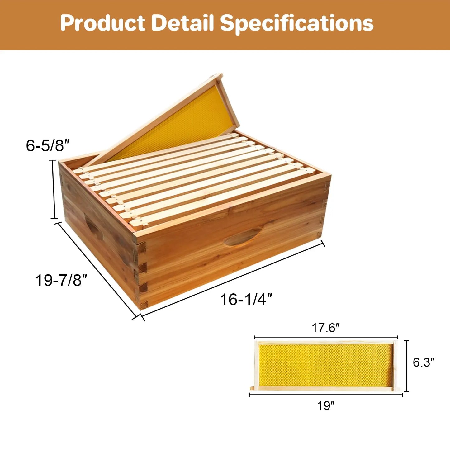10-Frame Medium Super Bee Box, Wax Coated Bee Hives with Beehives Frames and Wax Foundations, Langstroth Honey Super for Beekeep