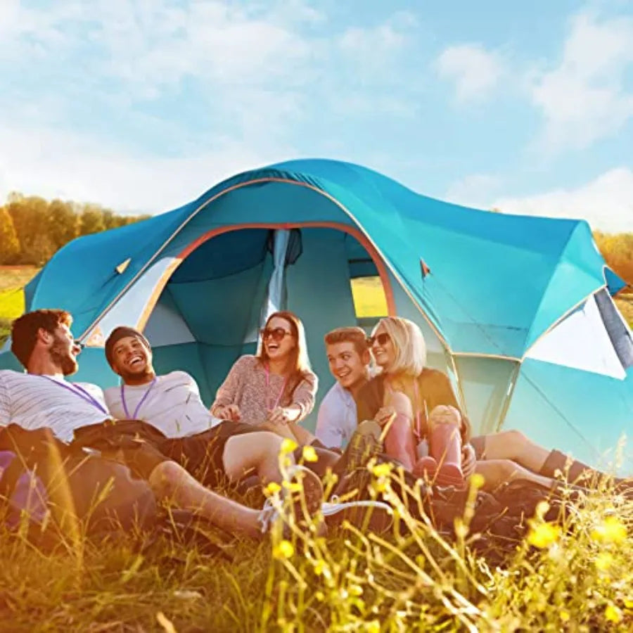 Camping Tent 10-Person-Family 5 Large Mesh Windows Double Layer 2 Room Waterproof
