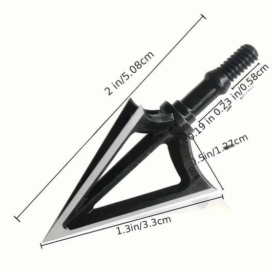 6PK Hunting Broadhead 100 Grain Premium Solid Arrow Tip 3 Fixed Blade Archery Arrowhead for Crossbow and Compound Bow