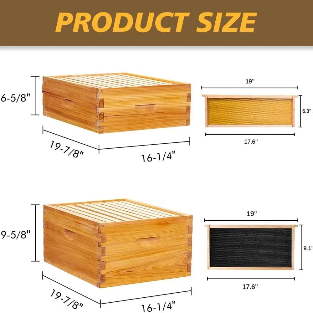 Screened Bottom Board Beehive Kit: 10-Frame with Wax-Coated Foundations, 1 Deep & 1 Medium Box Included