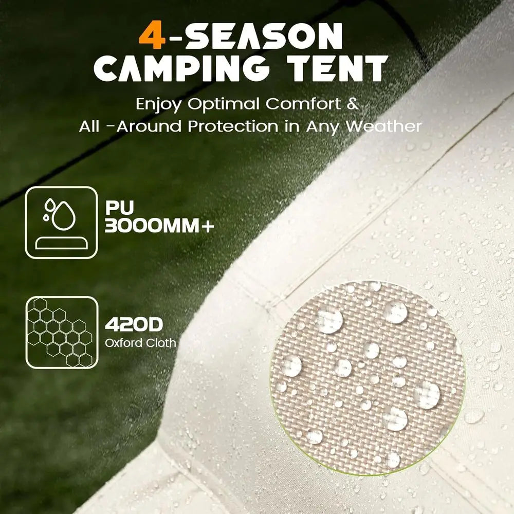 Quick-Setup Inflatable Tent with Skylight, 4-6 Person Waterproof Outdoor Camping Shelter