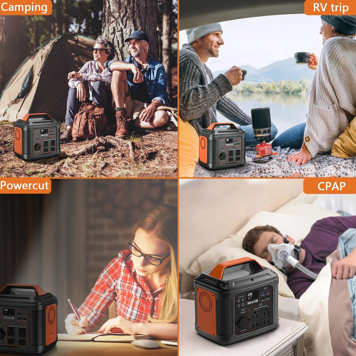 Portable Power Station, 300W 296Wh Solar Generator Quick Charge / 110V AC Outlets/DC Ports and LED Flashlight, Lithium Battery B