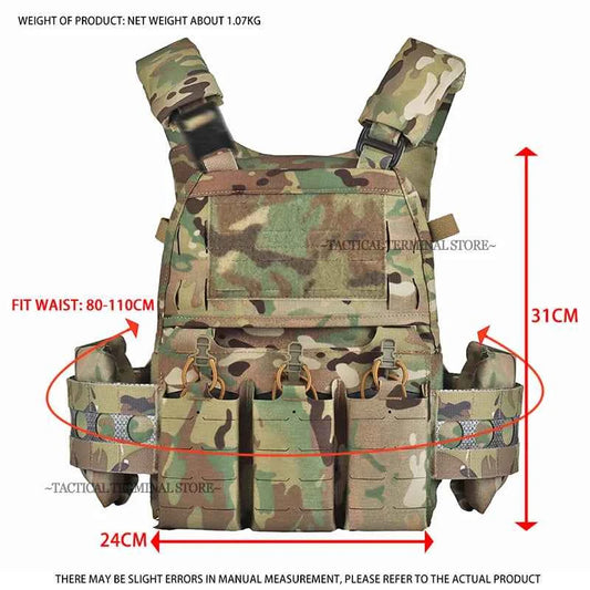 Ferro V5 FCPC Tactical Plate Carrier Quick Release Portable Body Armor Molle Airsoft Hunting Vest with 556 Triple Magazine Pouch