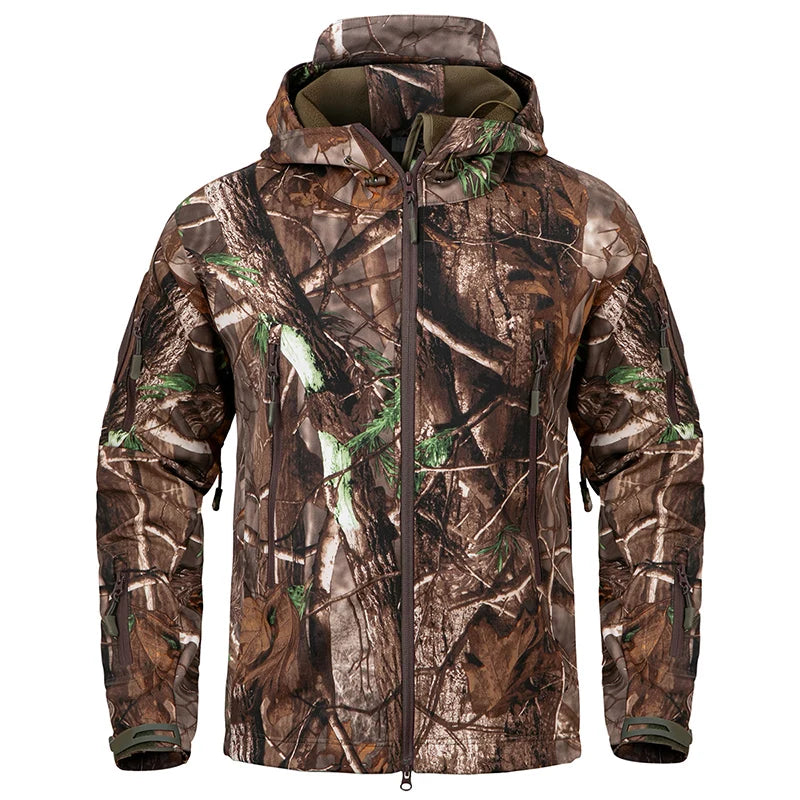 Men's Silent Soft Shell Camouflage Tactical Jacket Waterproof Warm Fleece