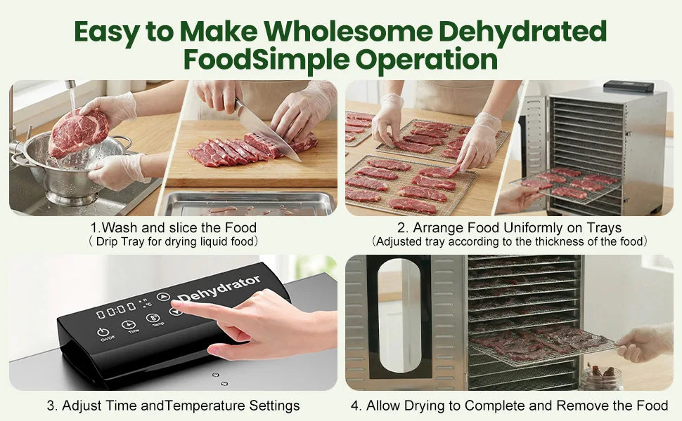 Commercial Food-Dehydrator Machine 20 Trays, with 110V Plugs Industrial-Dehydrator Commercial Meat Dryer 1500W Extra Large Capacity Beef Jerky Maker, Food-Dryer Machine for Fruit