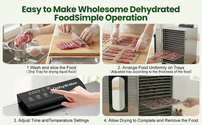 Commercial Food-Dehydrator Machine 20 Trays, with 110V Plugs Industrial-Dehydrator Commercial Meat Dryer 1500W Extra Large Capacity Beef Jerky Maker, Food-Dryer Machine for Fruit