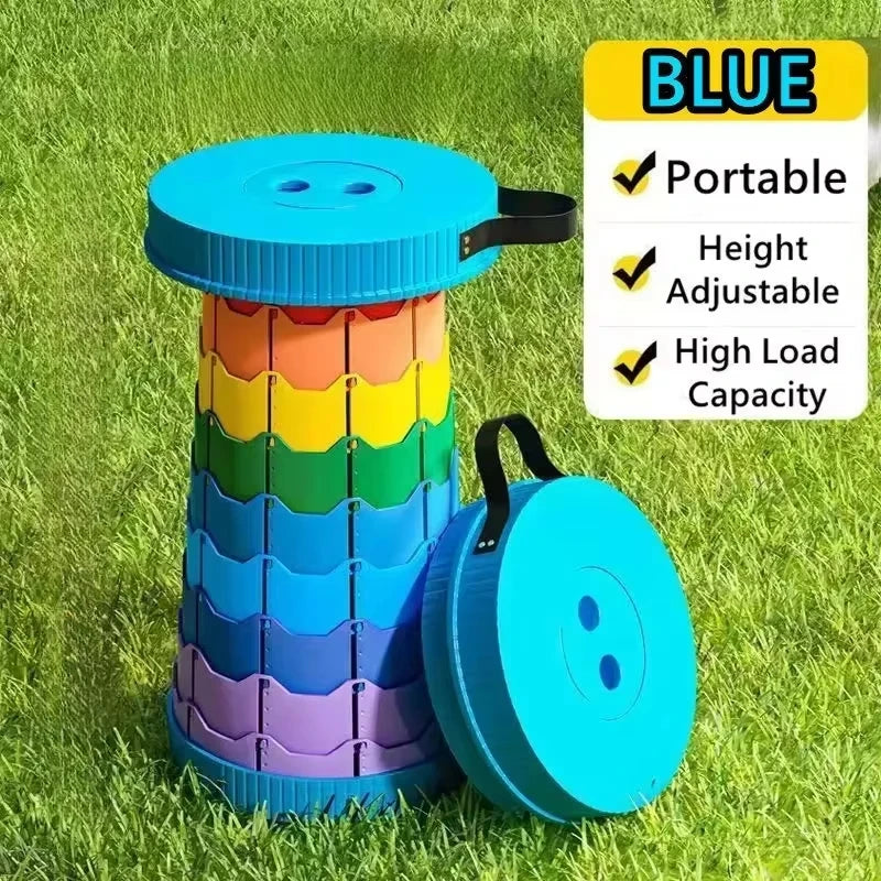 Rainbow Folding Stool, Adjustable Height PP Portable Collapsible Seat for Camping, Fishing, Hiking & Outdoor Activities