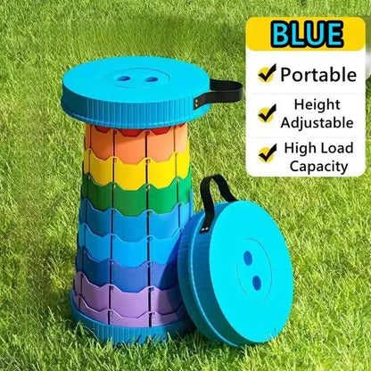 Rainbow Folding Stool, Adjustable Height PP Portable Collapsible Seat for Camping, Fishing, Hiking & Outdoor Activities