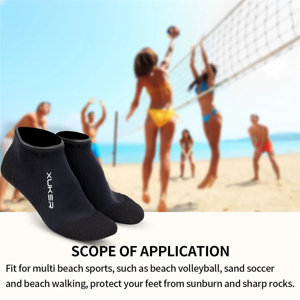 3mm Neoprene Socks Beach Volleyball Diving Swimming Surfing Snorkeling Kayaking Rafting Water Booties, Flatlock Stitches,Low Cut