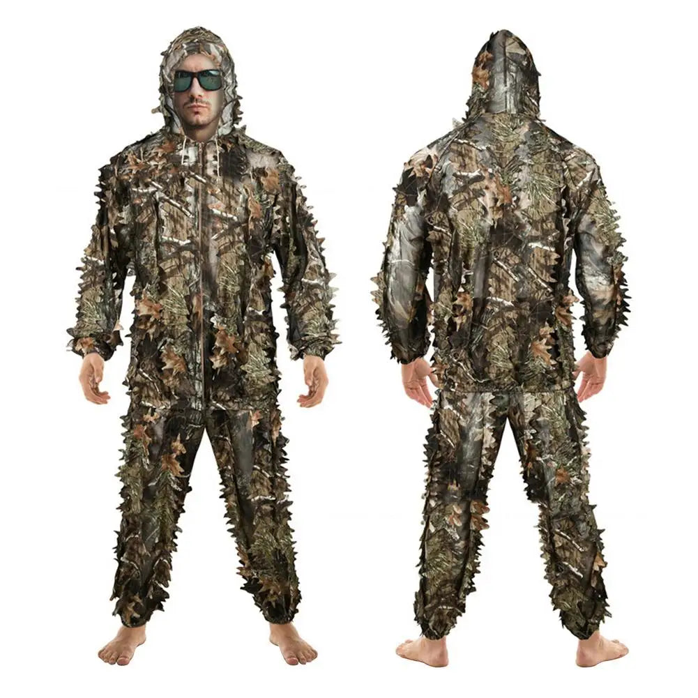 Outdoor Ghillie Suit Camouflage Clothes Jungle Suit CS Training Leaves Clothing Hunting Suit Pants Hooded Jacket Men Women Kids