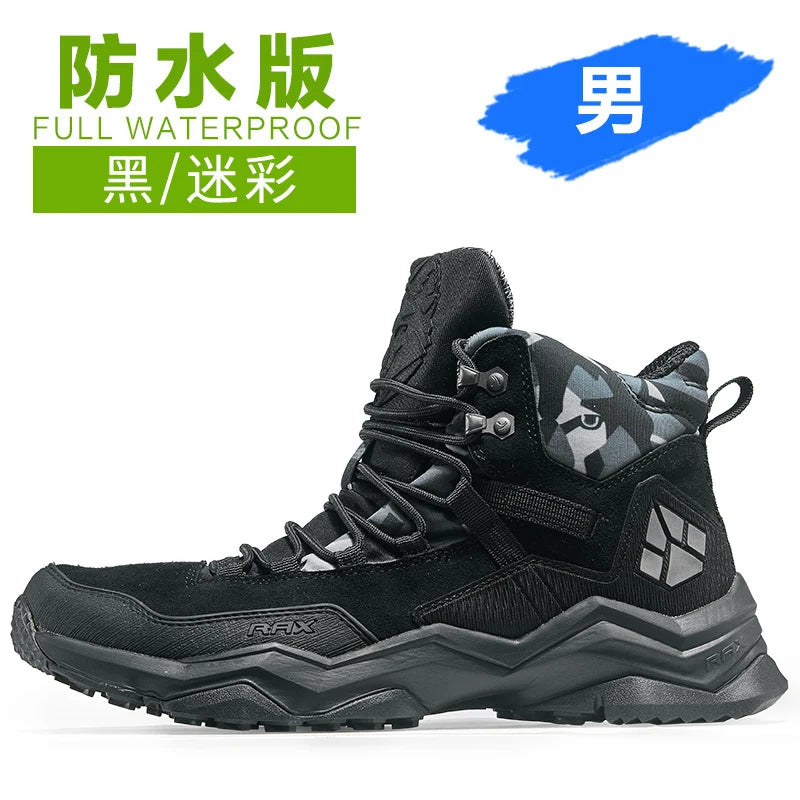 Men Hiking Shoes Mid-top Waterproof Outdoor Sneaker Men Leather Trekking Boots Trail Camping Climbing Hunting Sneakers Women