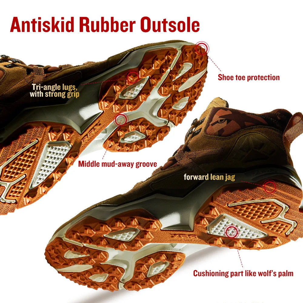 Men Hiking Shoes Mid-top Waterproof Outdoor Sneaker Men Leather Trekking Boots Trail Camping Climbing Hunting Sneakers Women