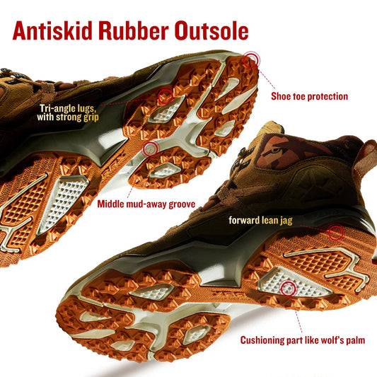 Men Hiking Shoes Mid-top Waterproof Outdoor Sneaker Men Leather Trekking Boots Trail Camping Climbing Hunting Sneakers Women