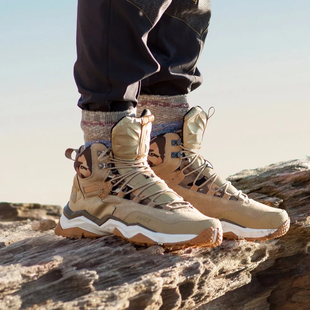 Men Hiking Shoes Mid-top Waterproof Outdoor Sneaker Men Leather Trekking Boots Trail Camping Climbing Hunting Sneakers Women