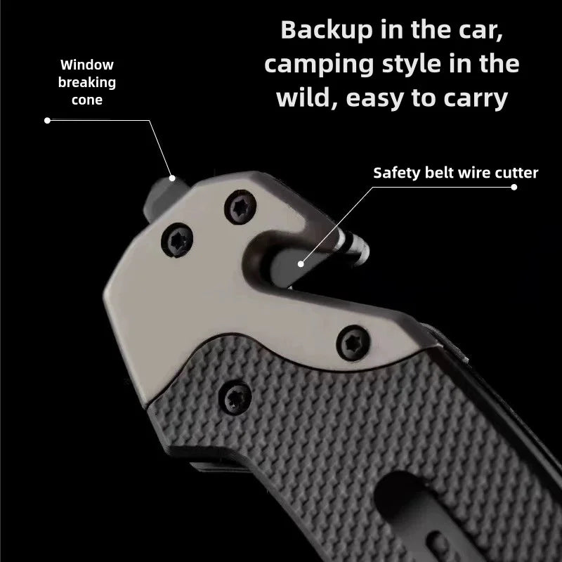 EDC Small Folding Knife with Clip Webbed Opening Padded Lock for Outdoor Survival Camping Hunting Fishing
