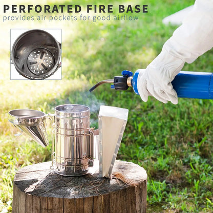Stainless Steel Bee Hive Smoker with Heat Shield for Calm Beekeeping, Safe & Easy to Use