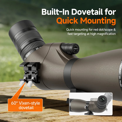 Svbony SV29 Spotting Scope 25-75x80mm FMC 57° Wide Angle Removable 1.25" Eyepiece Telescope for Target Shooting Archery