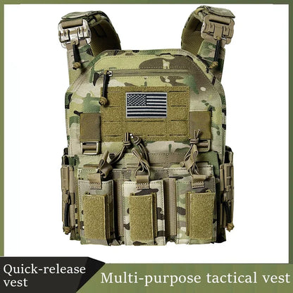 1000d Nylon Chaleco Tactico Vest Ranger-Green Tactical Gear 25x30cm Plate Carrier Molle Tactical Vest for Outdoor Hunting