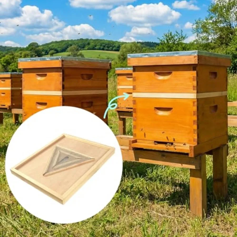 2 Pcs Bee Excape Board 8 Frame Beehive Inner Cover Honeybee Triangle Escape Screen for Langstroth Hive, Bee Hive Escapes Beekee