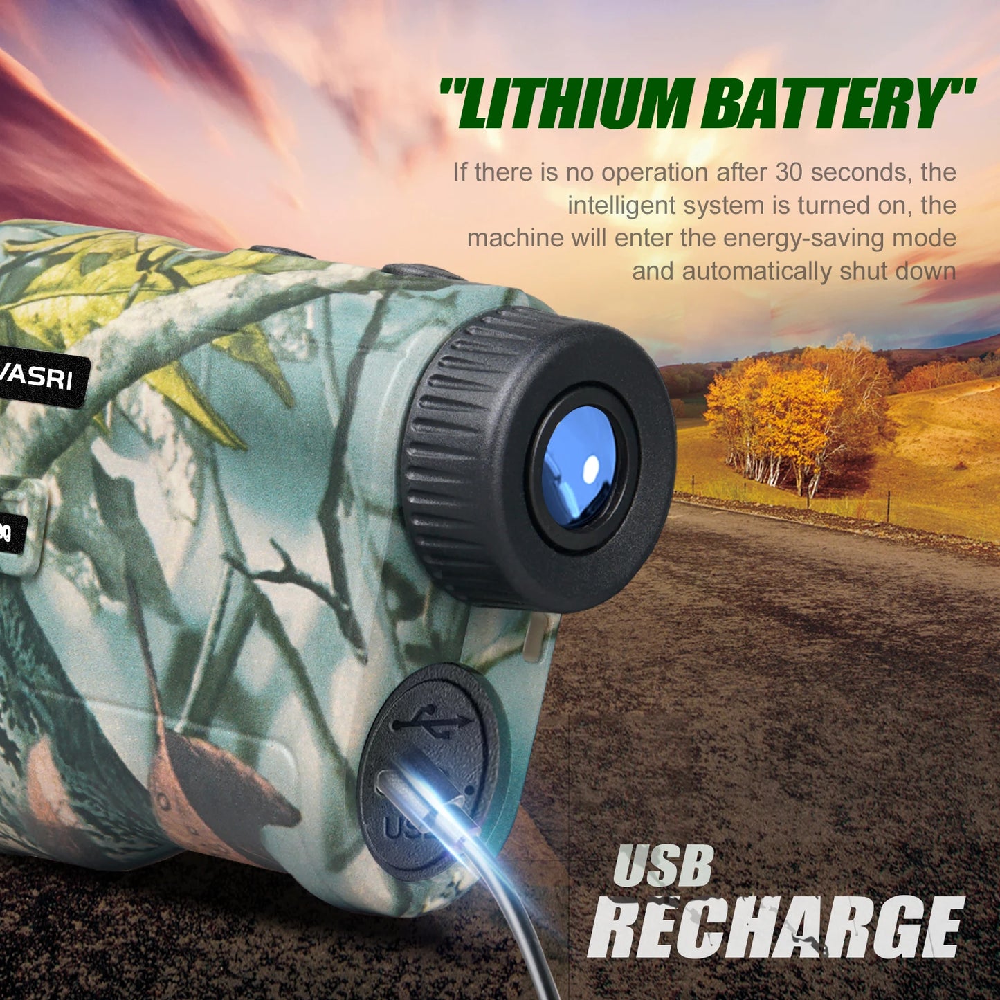 REVASRI Laser Rangefinder 1000M Hunting Range Finder with Type-C Rechargeable Outdoor Target Acquisition Technology Monocular