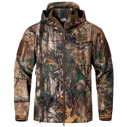Men's Silent Soft Shell Camouflage Tactical Jacket Waterproof Warm Fleece