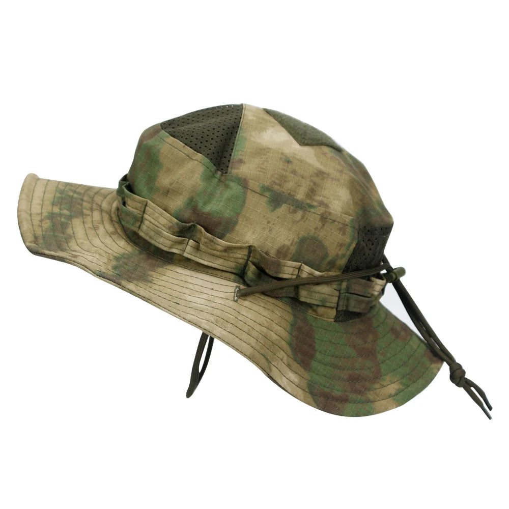 1pc/5pcs Camo Boonie Hat Sunscreen Breathable Bucket Hat Men's Outdoor Hiking Hunting Fishing Windproof Fisherman's Hat