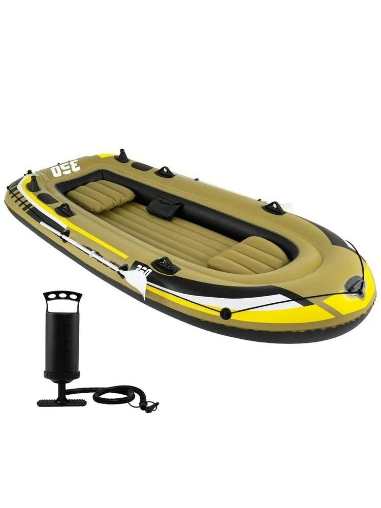 Heavy-Duty Inflatable Boat 4-Person Fishing Raft Set-Green