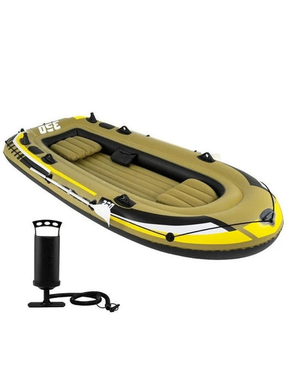 Heavy-Duty Inflatable Boat 4-Person Fishing Raft Set-Green