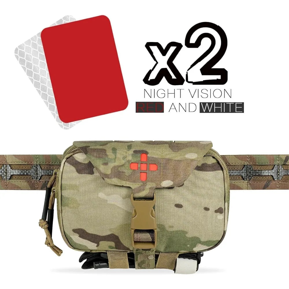 Rapid Deployment Tactical MOLLE Trauma Kit Pouch, Quick Release Tear-Off Medical First Aid Organizer with Red ID for Emergency Survival