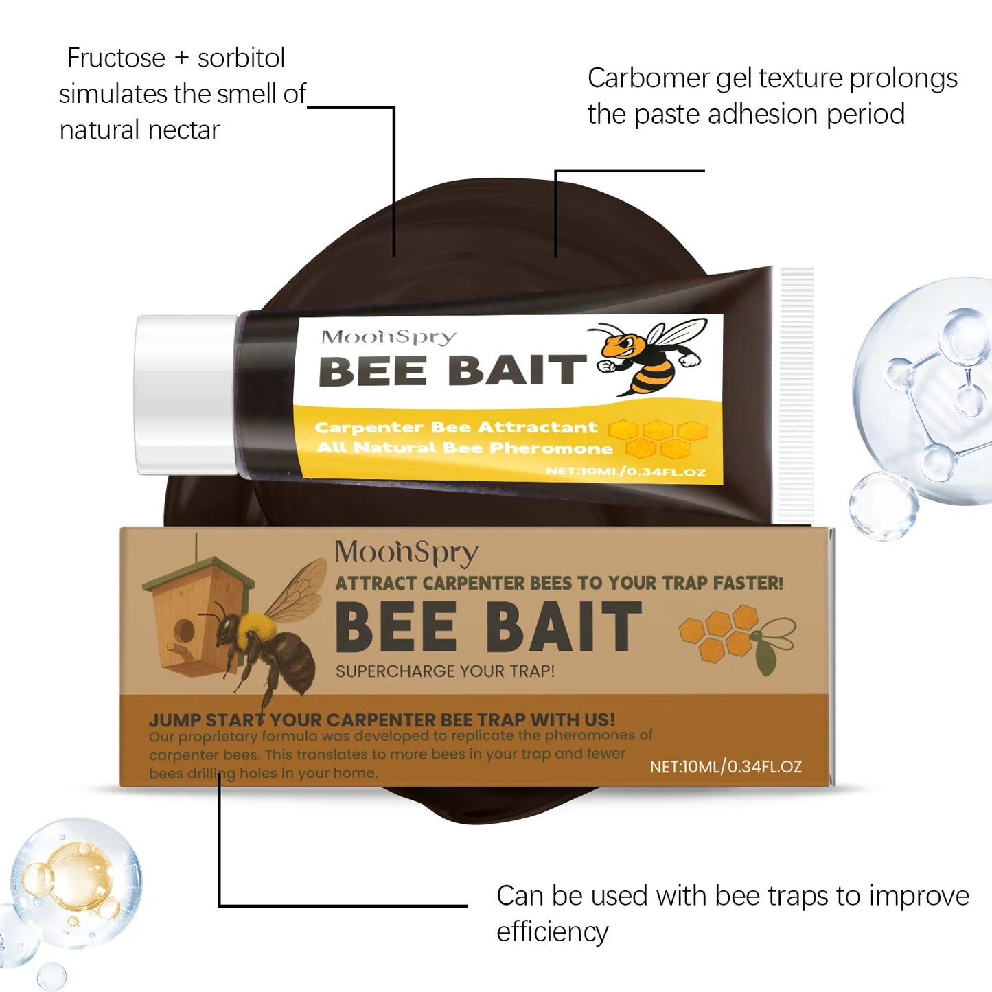 MoonSpry Bee Bait Multipurpose Outdoor Wild Bees Catching Tool Natural Honey Scent Practical Beekeeping Bee Attractant Balm 10ml