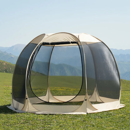 Pop Up Party Tent , 4-6 Person Pavilion, Screen Tent, 6-sided Pop-up Camping Canopy Tent With Mesh Window