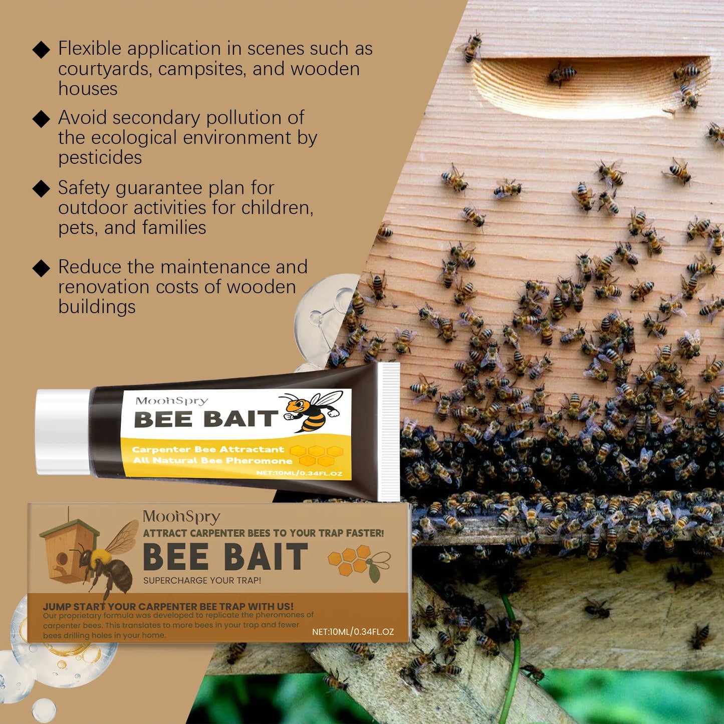 MoonSpry Bee Bait Multipurpose Outdoor Wild Bees Catching Tool Natural Honey Scent Practical Beekeeping Bee Attractant Balm 10ml