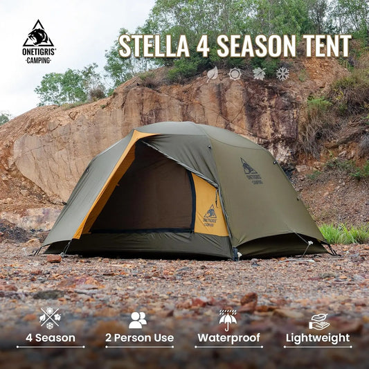 4 Season Waterproof Lightweight Camping Tent for 2 Person Easy Setup Outdoor Hiking Backpacking